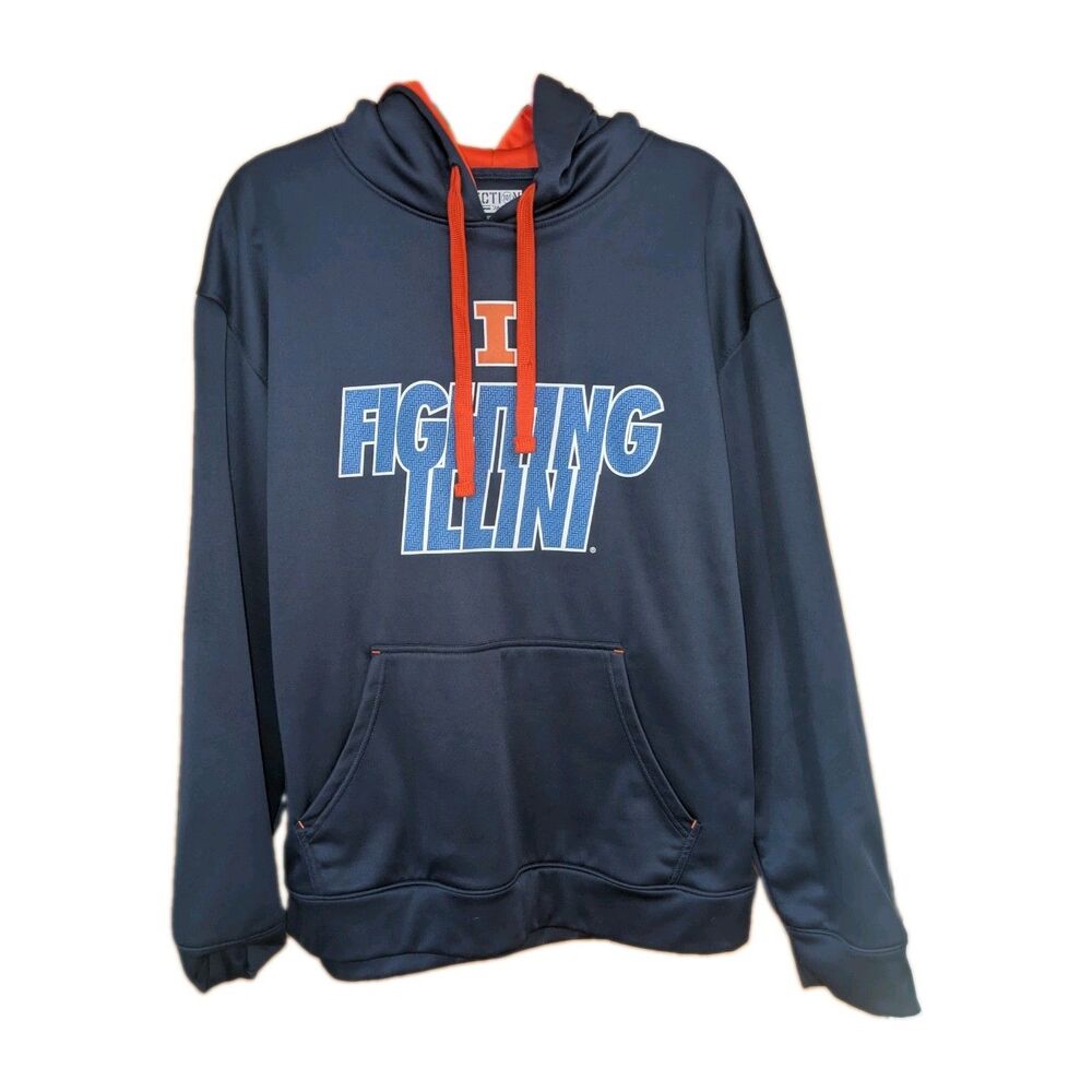 Illinois Fighting Illini Mens  Pullover Hoodie Shirt Jacket Large L Blue Adult